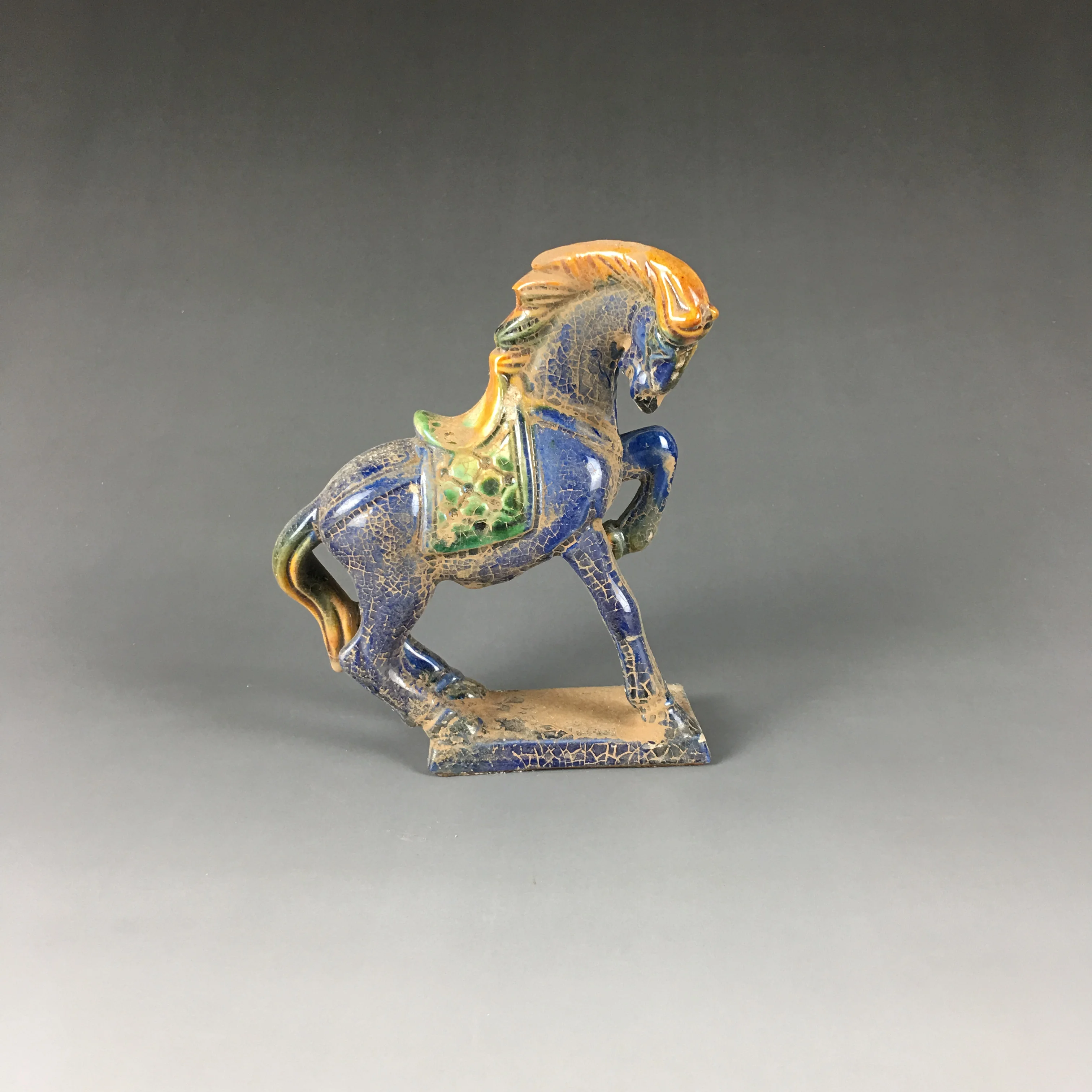 Tang Sancai Blue War Horse Retro Home Decoration Ornament