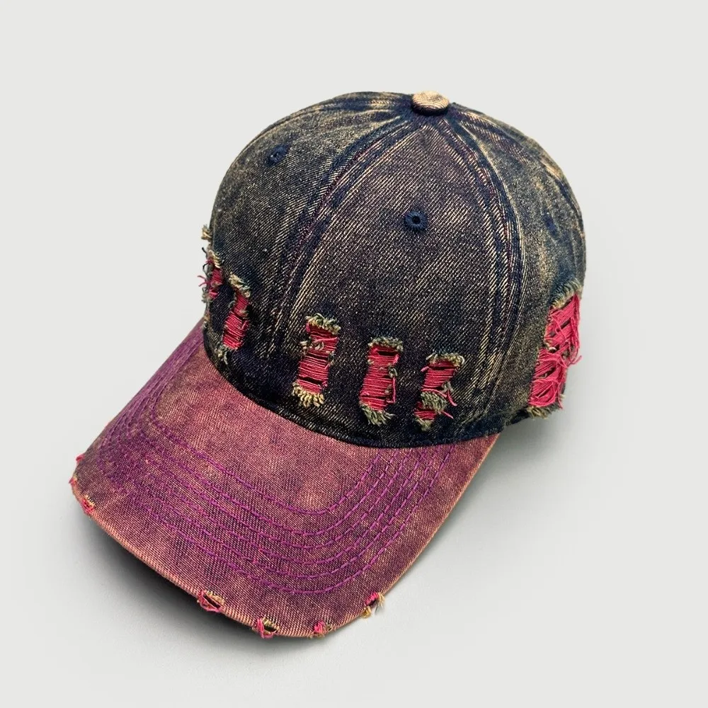 

Регулируемая джинсовая бейсболка с эффектом потертости, унисекс, ретро-стиль, солнцезащитная, универсальная, в стиле хип-хоп, с эффектом состаривания, разноцветная кепка