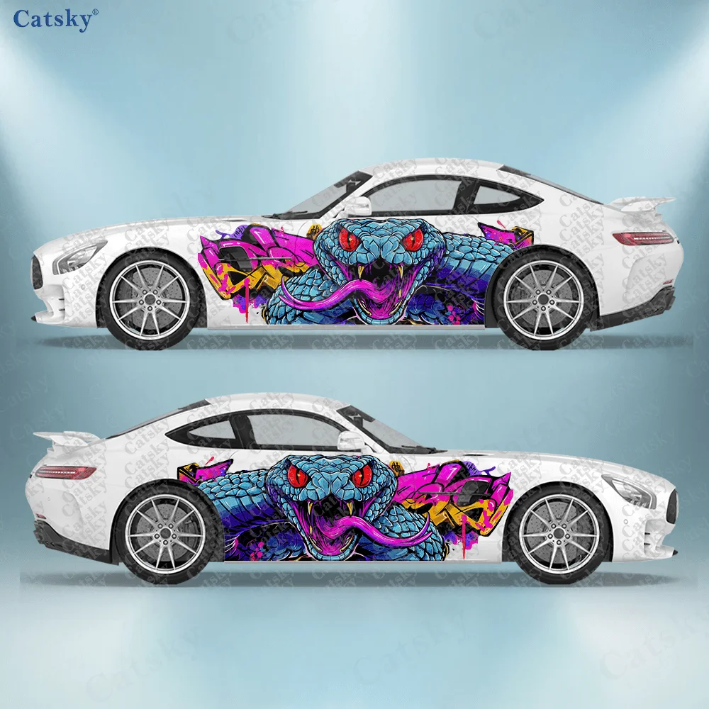 

2 шт. наклейки на боковую часть автомобиля в виде змеи с раскрытым ртом, самоклеящиеся, из водонепроницаемого и устойчивого к царапинам ПВХ, аксессуар для автомобиля, подарок