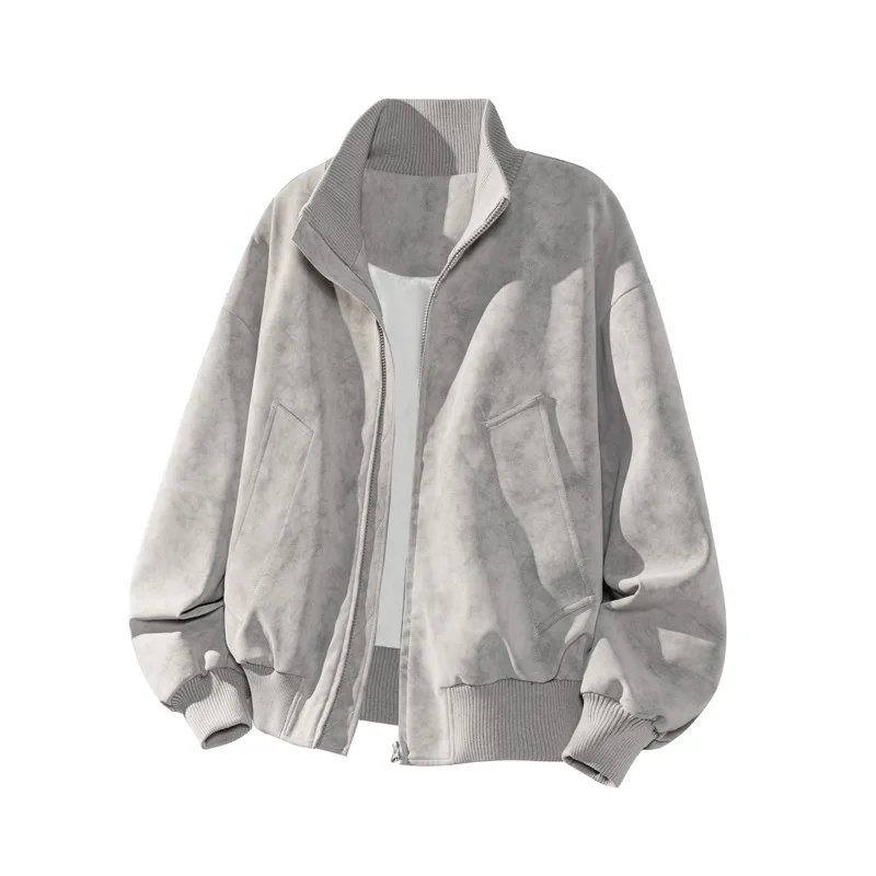 

Ay Dyed Baseball Sle Jaet Boxy Fit Воротник-стойка Спецодежда Топ Полиэстер Нейлон Cosite Fiber Повседневная винтажная мужская одежда