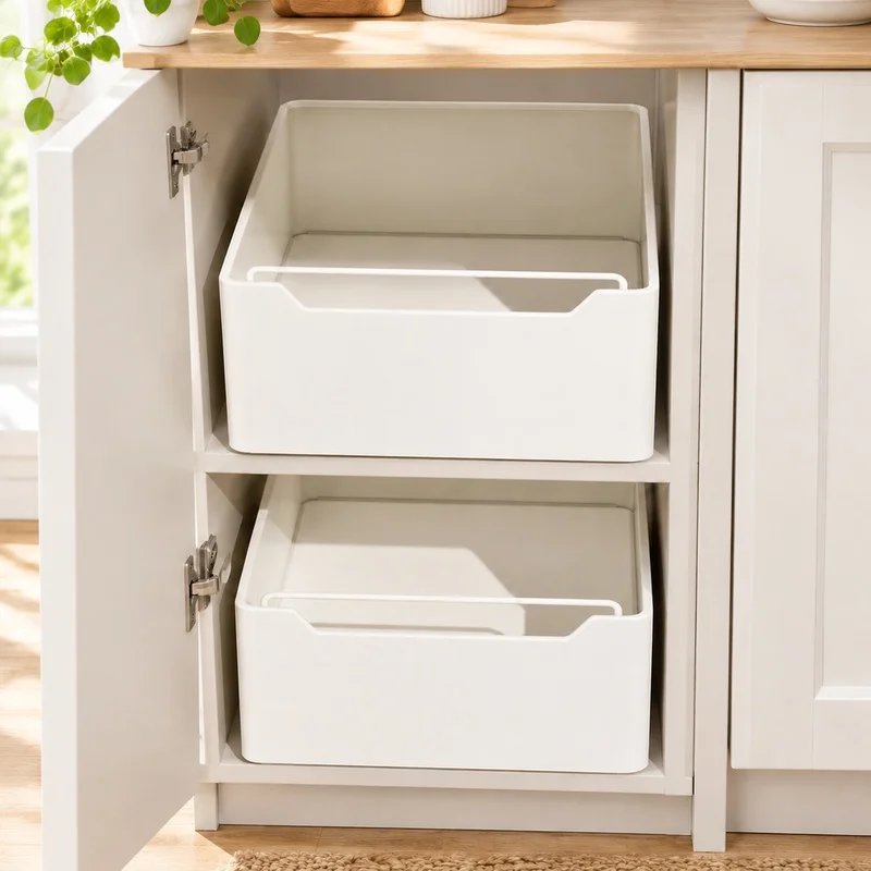 Under-Cabinet Slide-Out Spice Rack with Multiple Sections and Smooth Gliding Rails for Kitchen Drawers