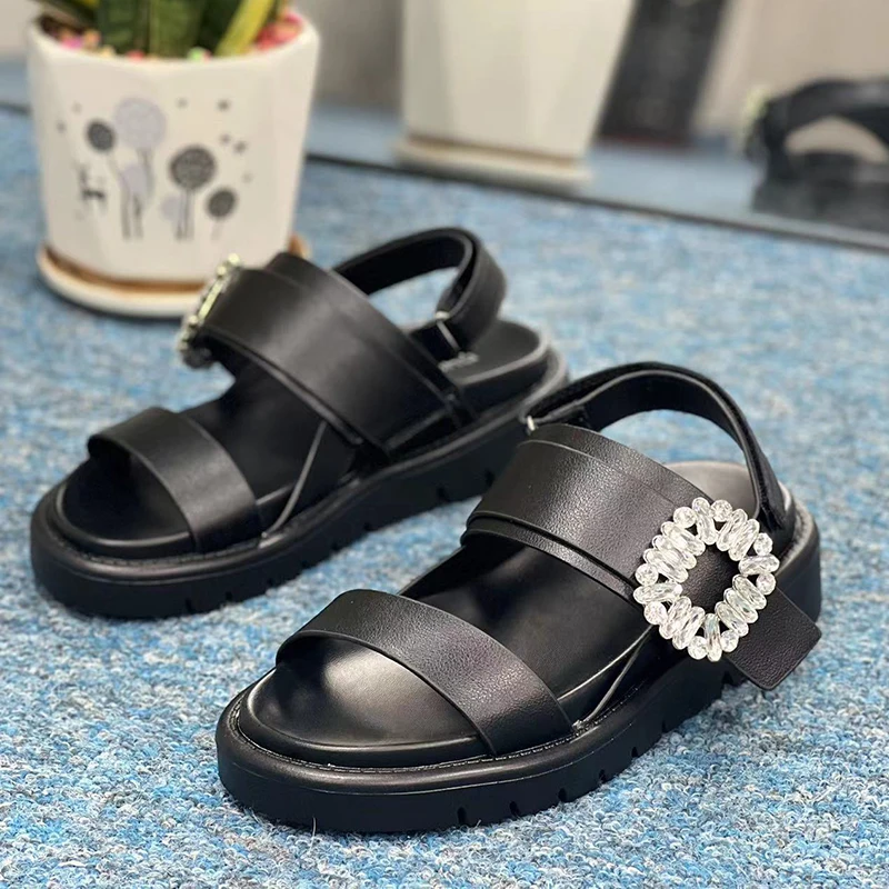 Mode Diamant Gesp Ontwerp Dames Sandalen Zomer Dikke Bodem Casual Schoenen Vrouwen Outdoor Strandsandalen