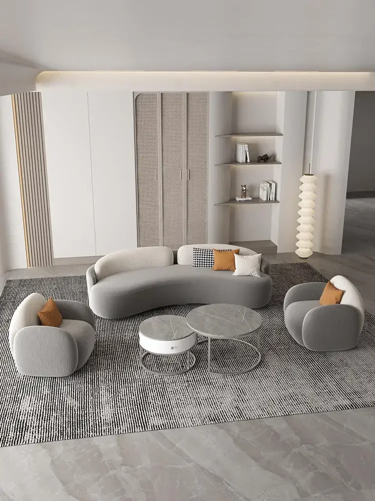 New curved sofa lounge area reception clothing store beauty salon office small sofa living room modern light luxury