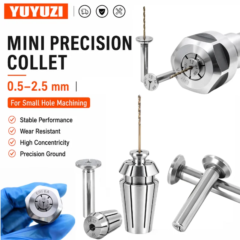 Precision C4 Mini Collet Small Bore Chuck 0.5-2.0mm Micro Drill Collet ER11 ER16 CNC Lathe Milling Tool for Micro-hole Machining