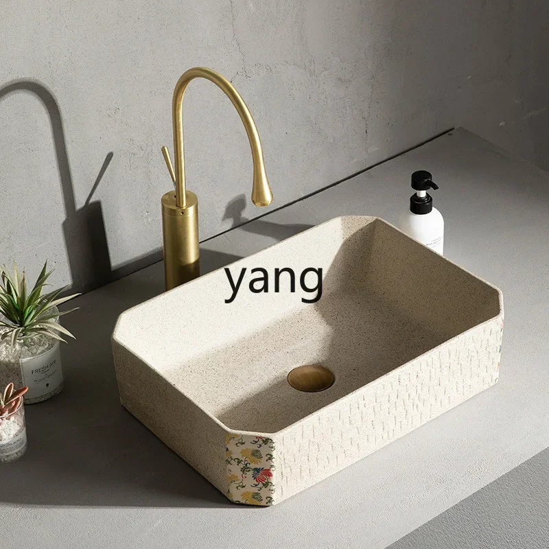 Lhh Chinese counter basin Outdoor wash basin Household ceramic balcony Bathroom wash basin