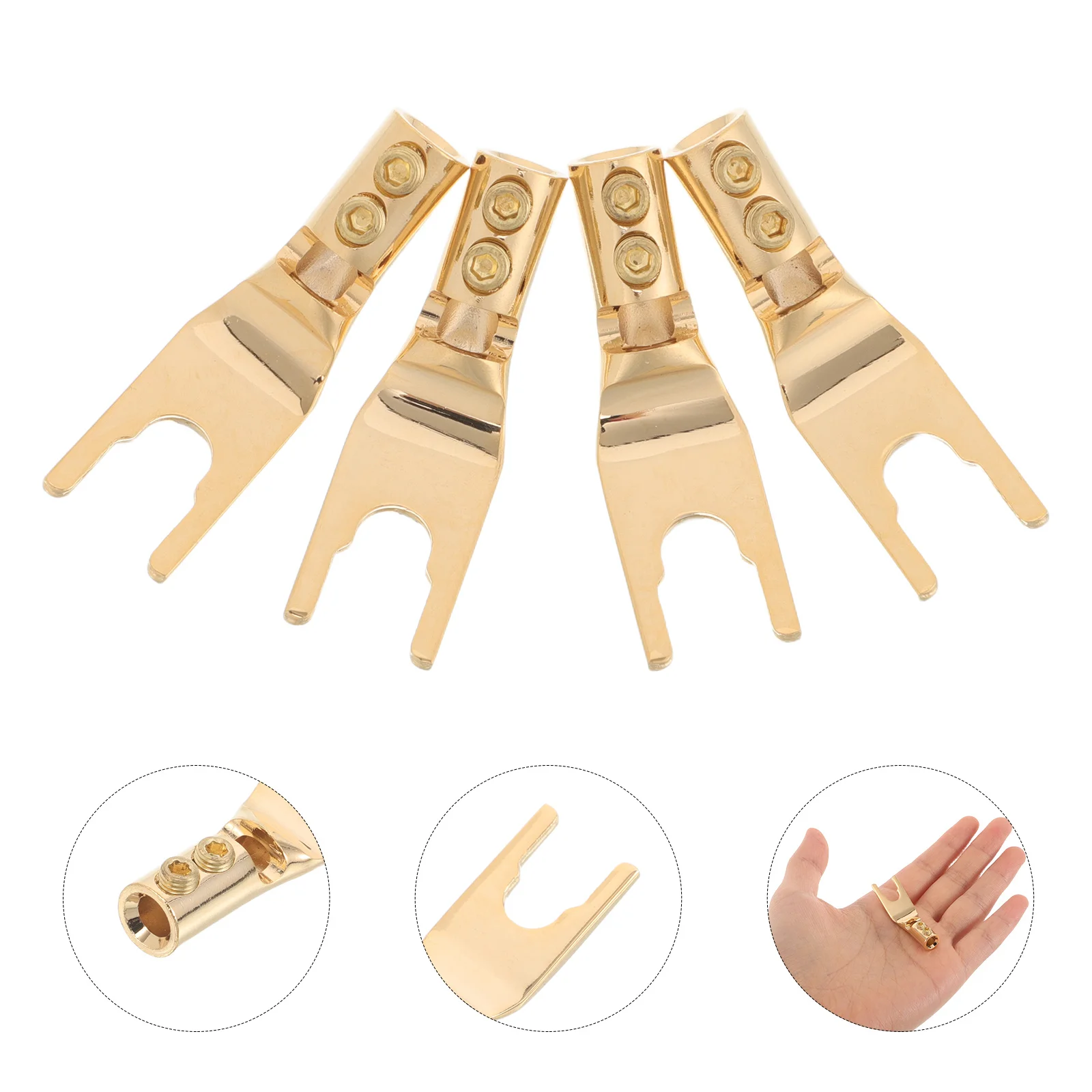 

4pcs Speaker Wire Connector Y Plug Spade Connectors High-Fidelity Audio For Stage Sound Copper Terminals Durable