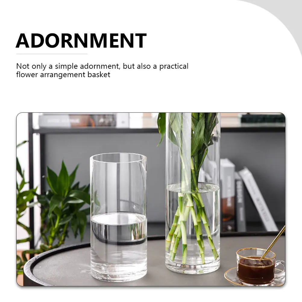 

Simple Style Cylinder Vase Fine Workmanship Glass Flower Container for Home Office Decor Natural Beauty Elegant Feeling