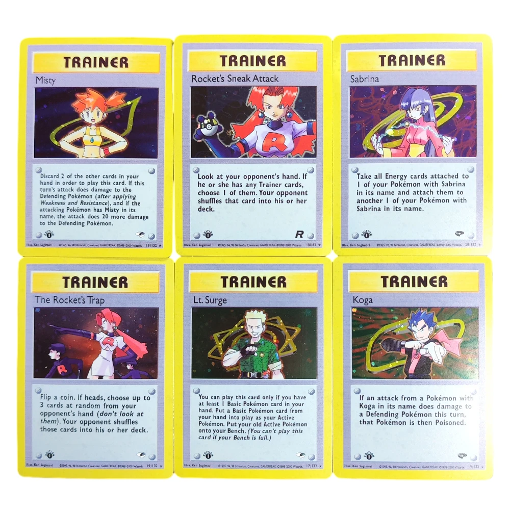 Cartão de Coleção de Jogo PTCG Proxy Pokemon Trainer 1ª Edição Misty Rocket Sneak Attack Trap Sabrina Koga HOLO em Inglês