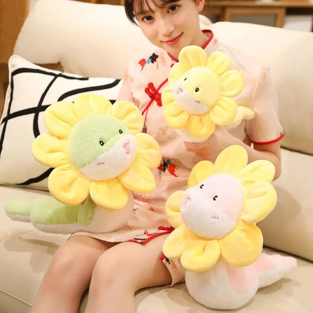 Novità 24CM serpente farcito giocattolo fiore leone danza serpente bambole di peluche ornamenti serpente kawaii capodanno mascotte ragazze giocattoli