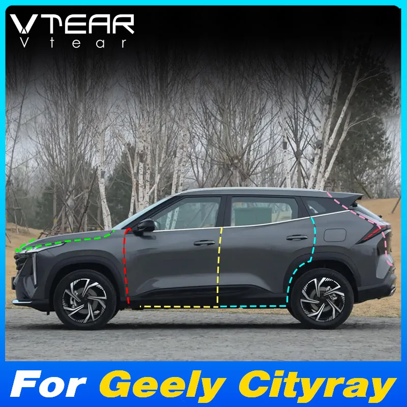 Vtear Car Door Gap Sound Insulation Decoration Dustproof Rubber Strip Mute Trim Protection Modification For Geely Cityray 2024