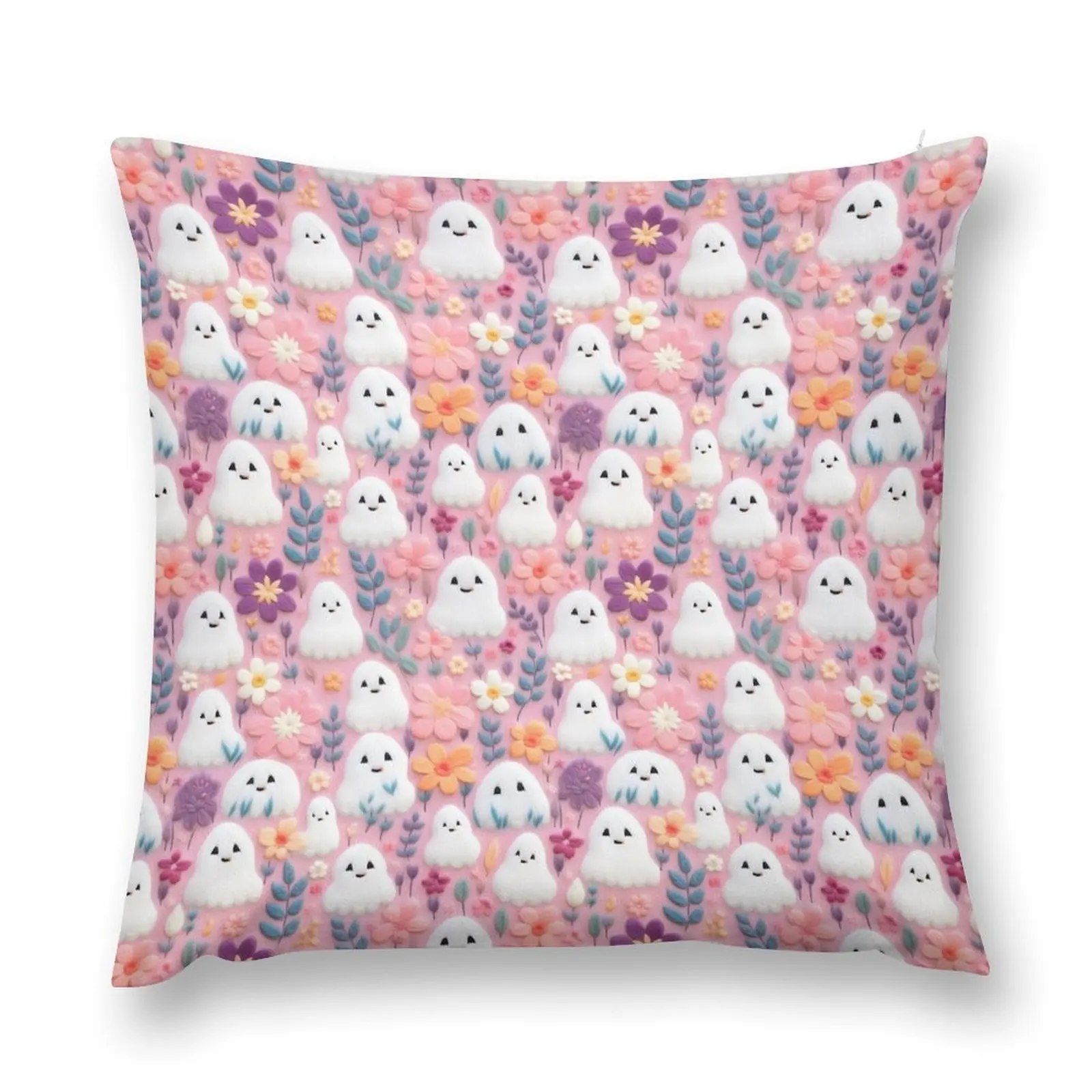 

Pink Halloween Cute Boo with Pastel Floral Throw Pillow Christmas Covers Couch Pillows Cushions For Sofa pillow