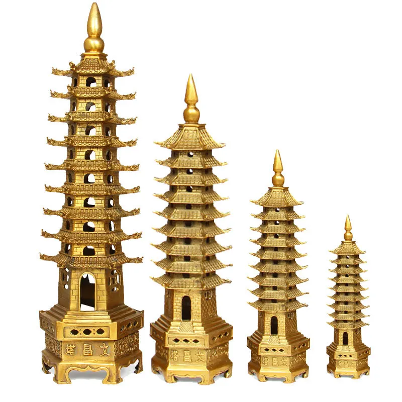 Guyunzhai Brass Wenchang Tower Metal Crafts Home Bronze Household Ornament Modern Ornaments Wholesale