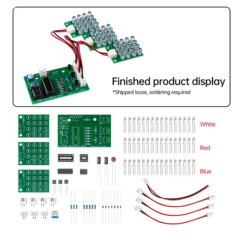 CD4017 + NE555 красный белый синий светодиодный водяной свет производство DIY комплект сварочный обучающий электронный модуль запасные части TJ-56-715 DC 12 В