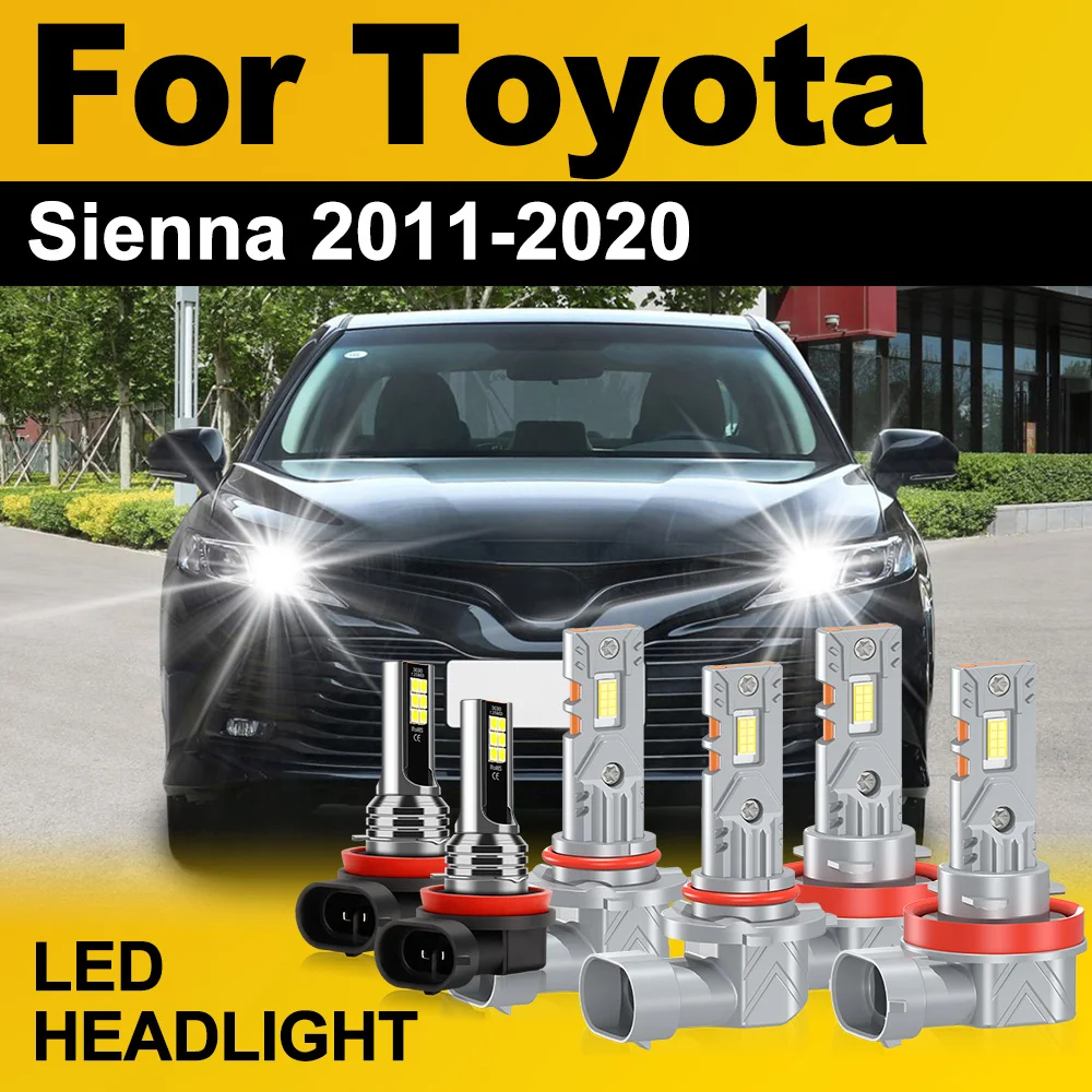 

60000LM Автомобильная светодиодная фара Canbus 6000K CSP Chips Противотуманная фара дальнего и ближнего света для Toyota Sienna 2011-2017 2018 2019 2020 Plug and Play