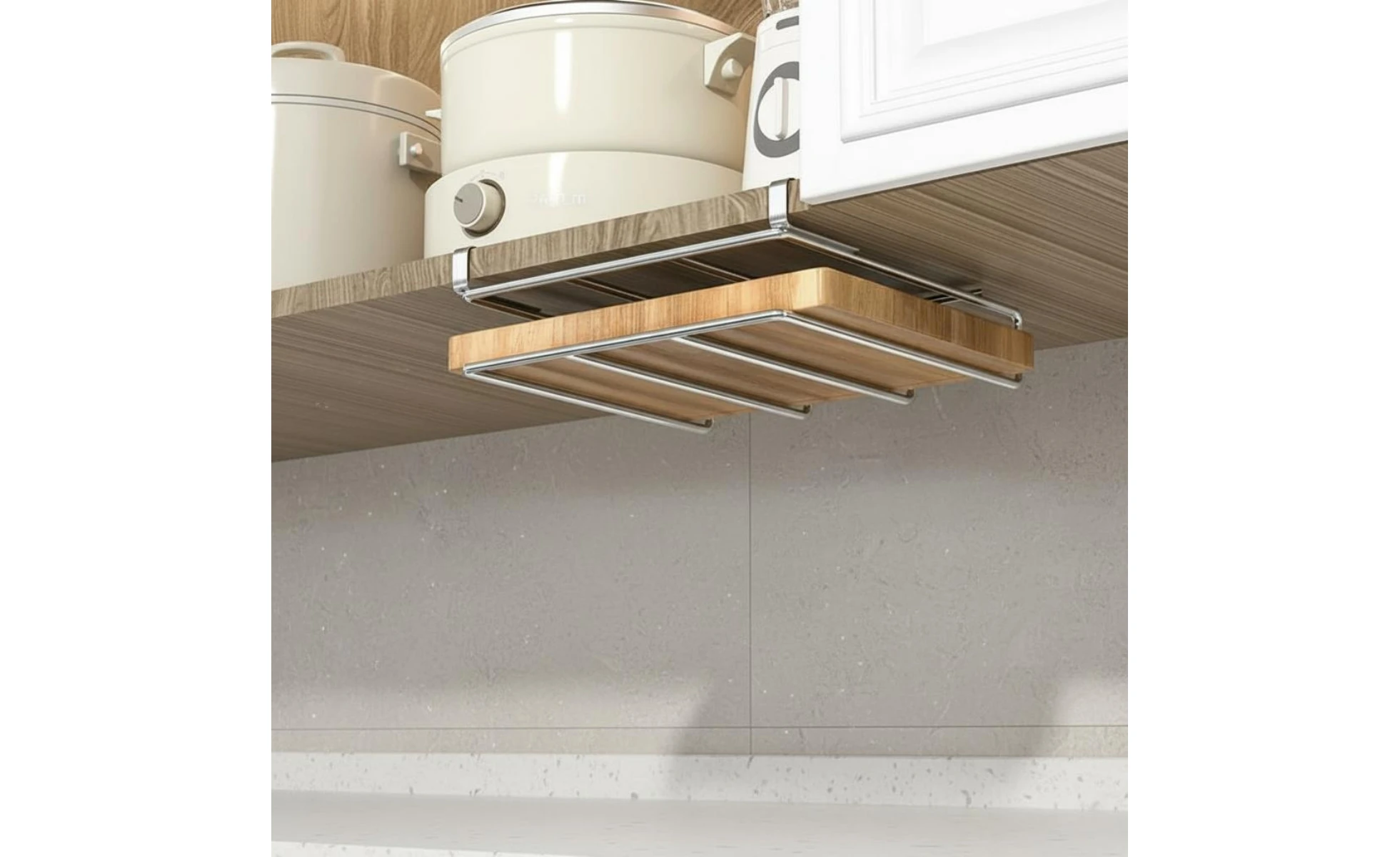 Under Cabinet Storage Rack Multifunctional Slide-Hook-on Organizer Hanging Cabinet Holder Installation-No Installation Required Under Cabinet Storage Rack Multifunctional Slide-Hook-on Organizer Hanging Cabinet Holder Installation-No Installation Required