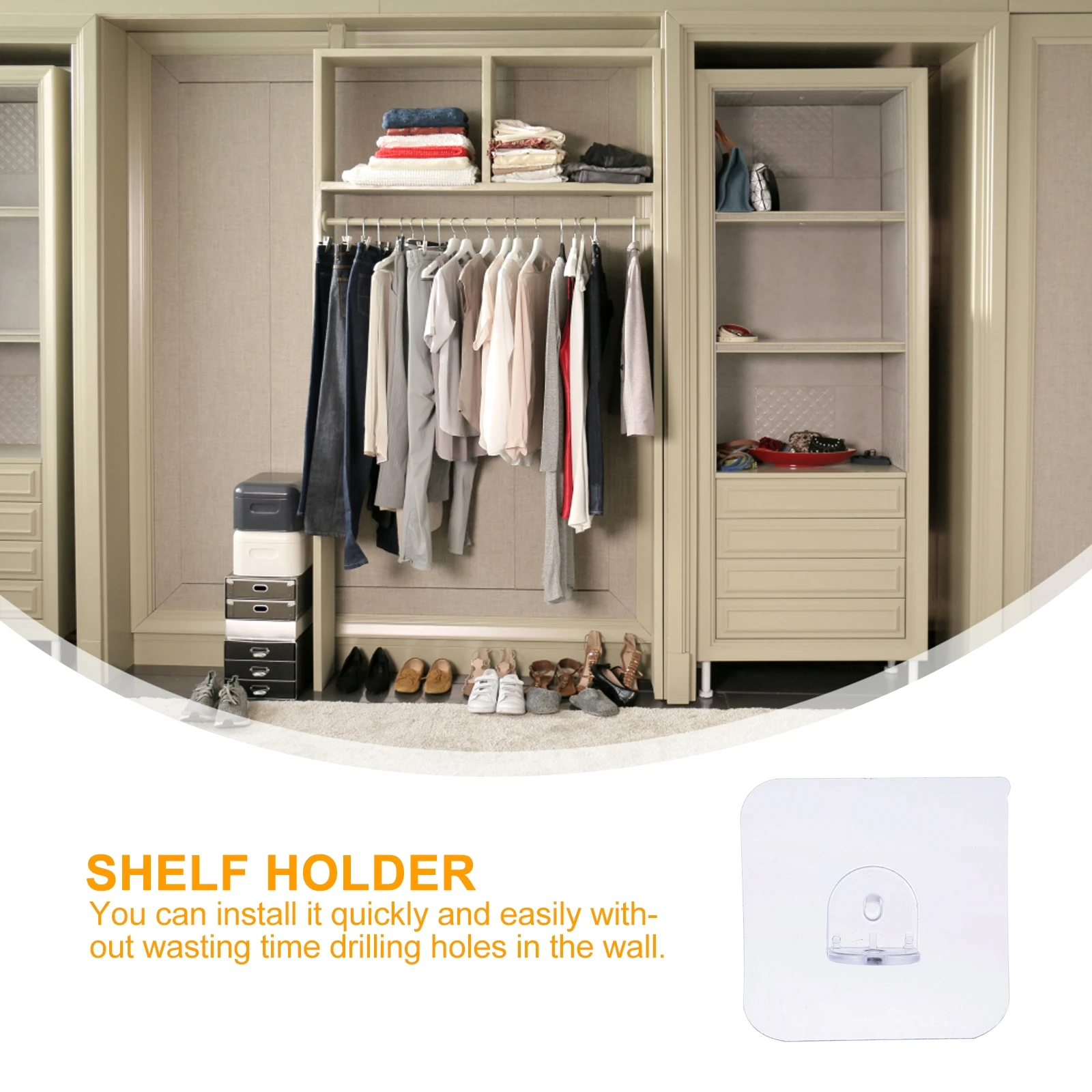 

50Pcs Shelf Support Pegs Nail-Free Strong Adhesive Partition Hooks Easy Install for Cabinets Wardrobes Shelves Bookcases