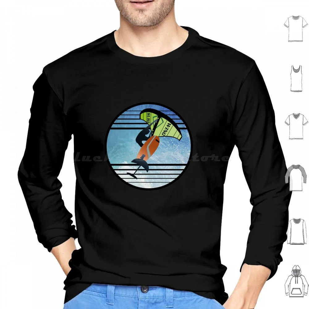 Wing Foiling Surfer Gifts Hoodies Long Sleeve Surfing Wing Foiling Foiling Surf Watersports Idea Sky Wing Wing Surfer