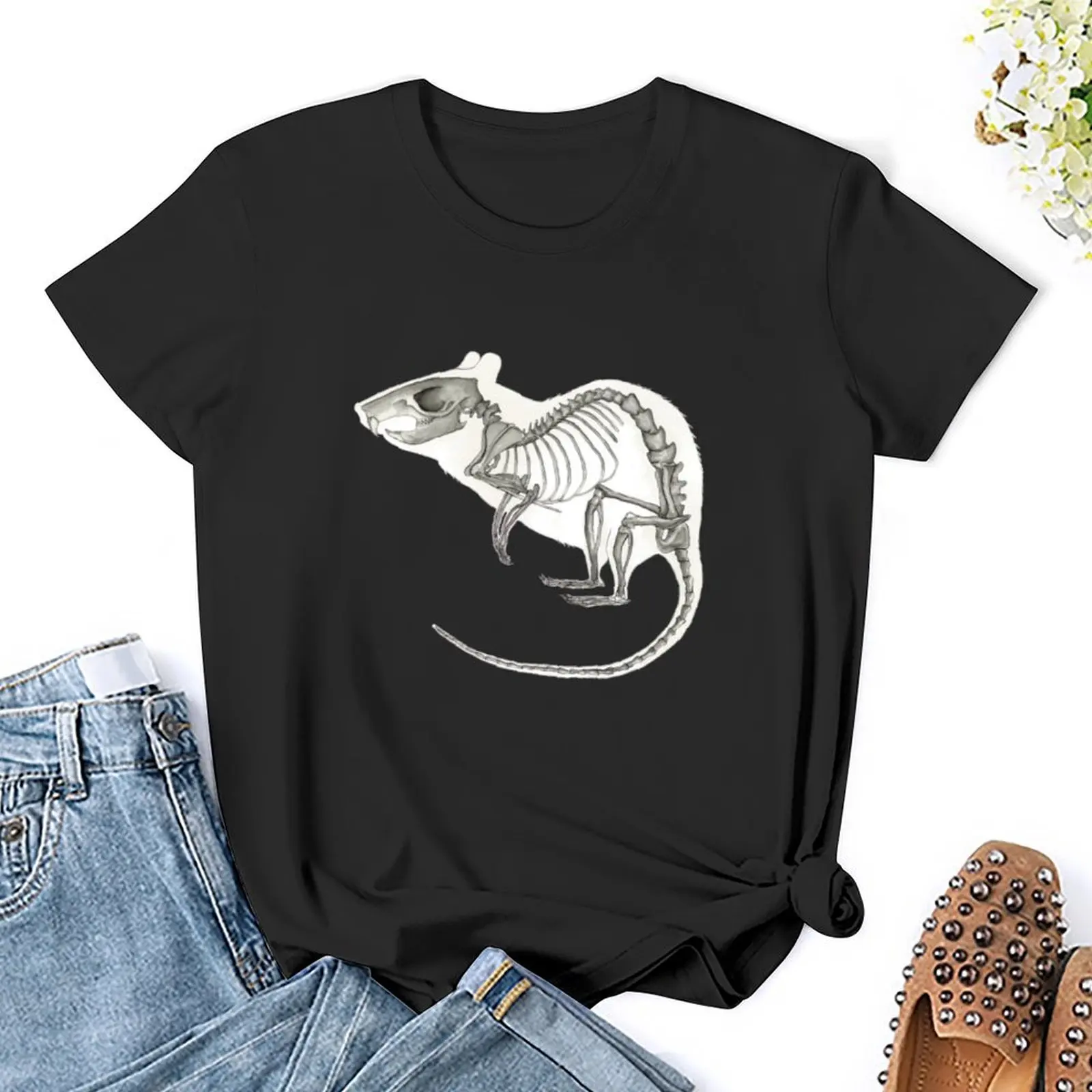 Ratten skelett: Tier anatomie T-Shirt Tier druck Shirt für Mädchen plus Größe Tops Sommer Tops T-Shirts für Frauen Grafik