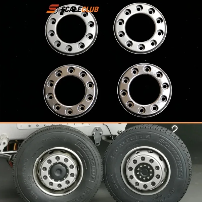 1 Paar Scaleclub Metall-Vorderradnaben-Felgenhalter 1:14 für Tamiya, Scania, Man, Actros, Volvo Autoteile, RC-LKW, Anhänger, Kipper – Detail 8