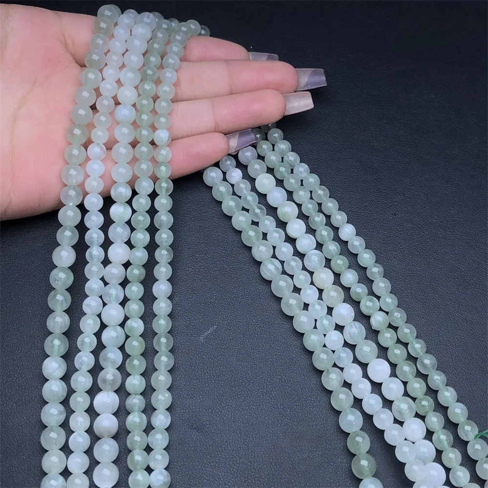 1 Pc Fengbaowu Natural Green Rabbit Hair Crystal Bracelet Round Beads 3 Loops Reiki Healing Stone Women Fashion Jewelry Gift