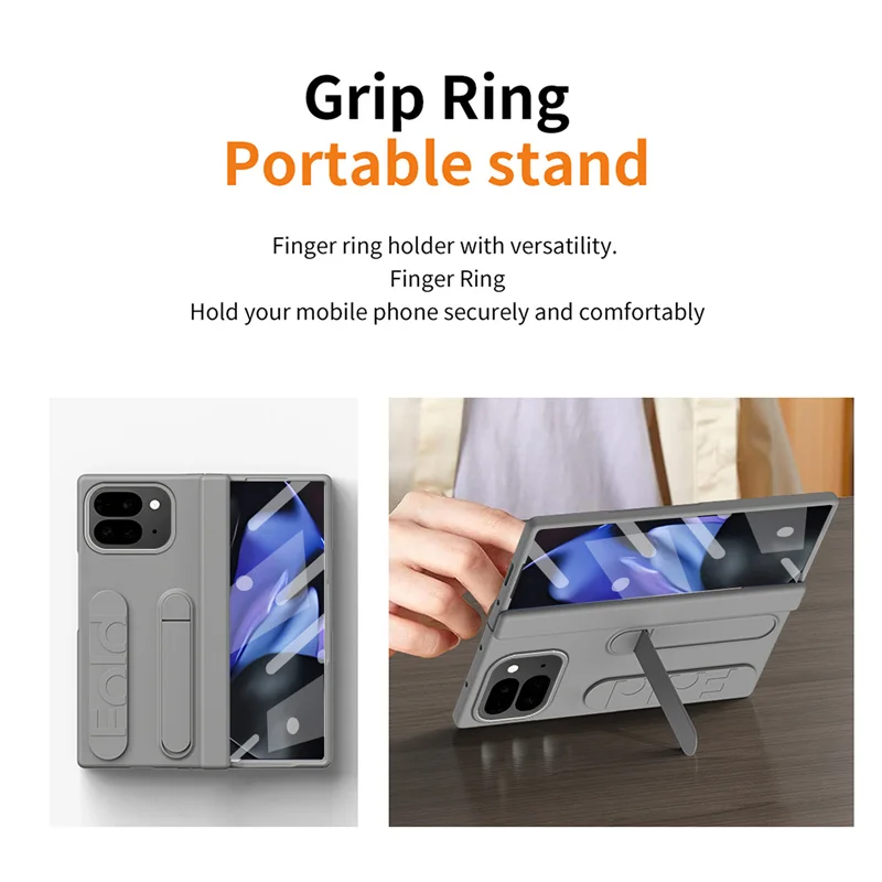 Etui na Google Pixel 9 11 Fold 10Pro Fold, przyjazne dla skóry, składane, z elastycznym paskiem na nadgarstek, folia ochronna na ekran ze szkła hartowanego, podstawka. — zdjęcie produktu 4
