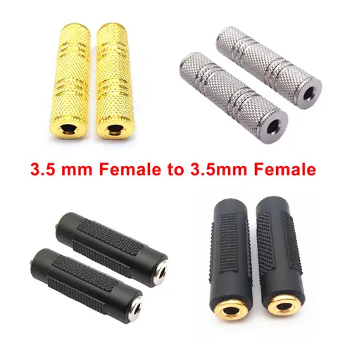 2PCS 3.5mm 잭 커플러 금도금 3.5mm 암-3.5mm 암 잭 플러그 오디오 스테레오 커플러 소켓 어댑터 커넥터
