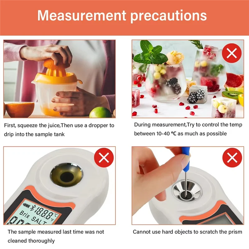 A13E-3-In-1 Temp Salinity Digital Refractometer With ATC 0-24% Salt 0-60% Sugar Tester For Drink Brewing Food Saltwater