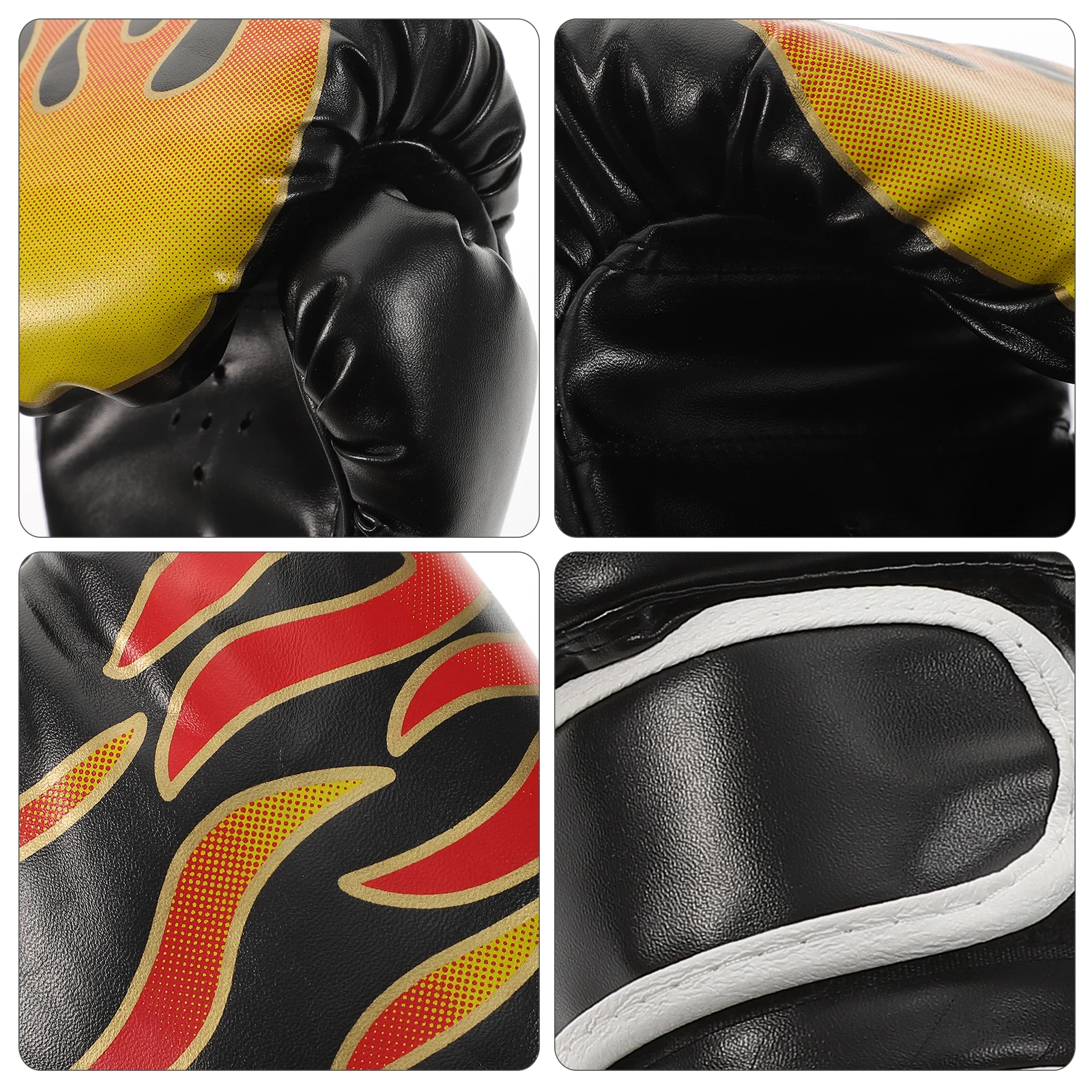 

1 Pair Boxing Gloves Flame Pattern Kids Cartoon PU Game Kickboxing Martial Sparring Fight Practice Breathable Durable