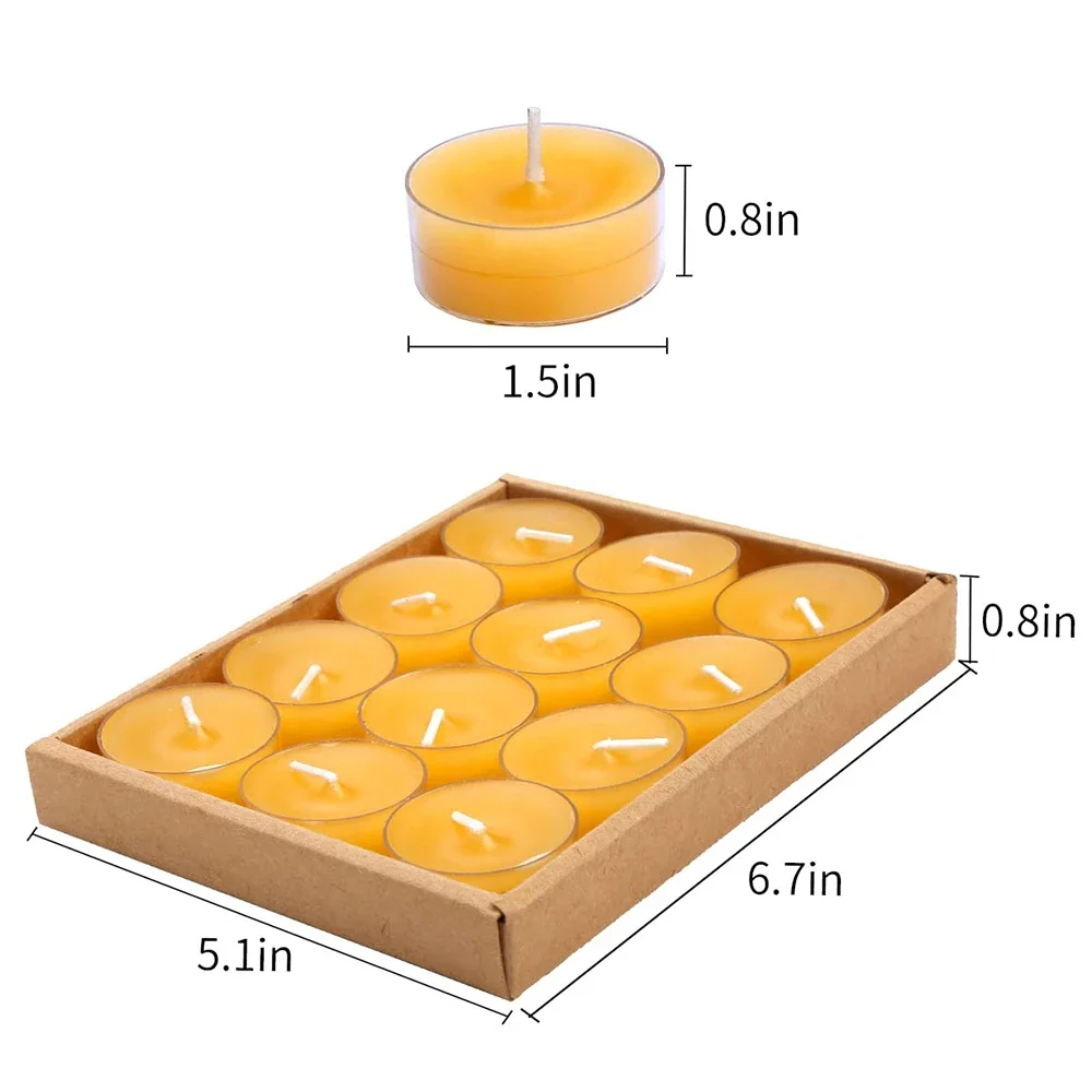 6/12Pack Beeswax Honey Candles for Ritual Tealight Candles Church Prayer Religous Prayer Candles Wholesale Decor Party Birthday