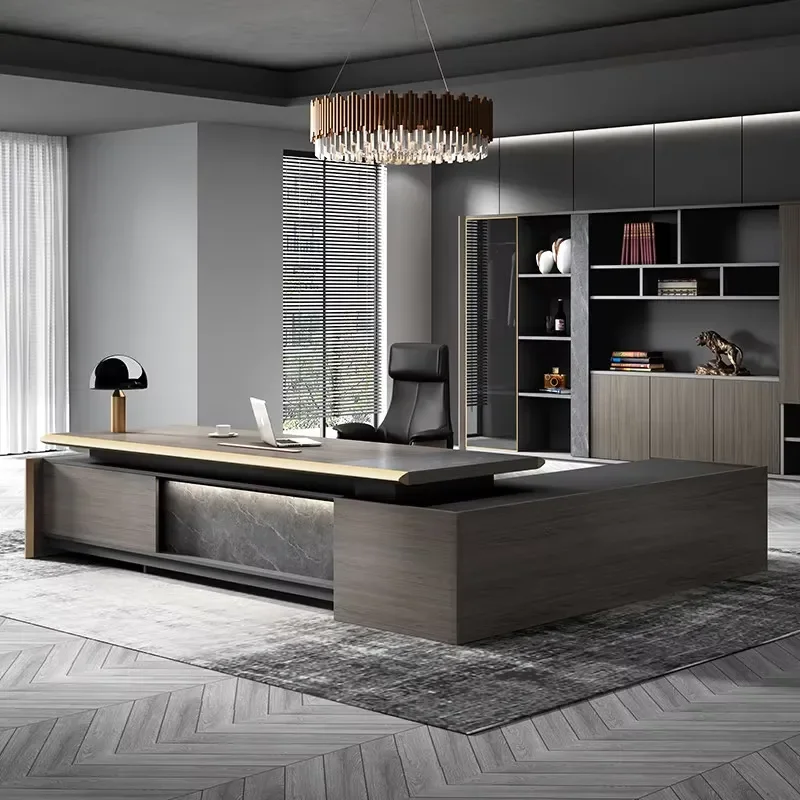 Modern Elegant Multi Functional Computer Desk Luxury Boss Office Table Workstation Furniture for Home and Business Use