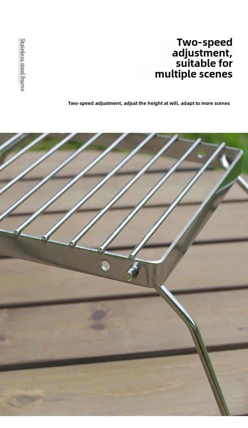 Edelstahl Klappbarer Lagerfeuer-Grill Tragbar Multifunktional Hohe Temperatur- und Korrosionsbeständigkeit Outdoor Camping Barbecue – Detail 9