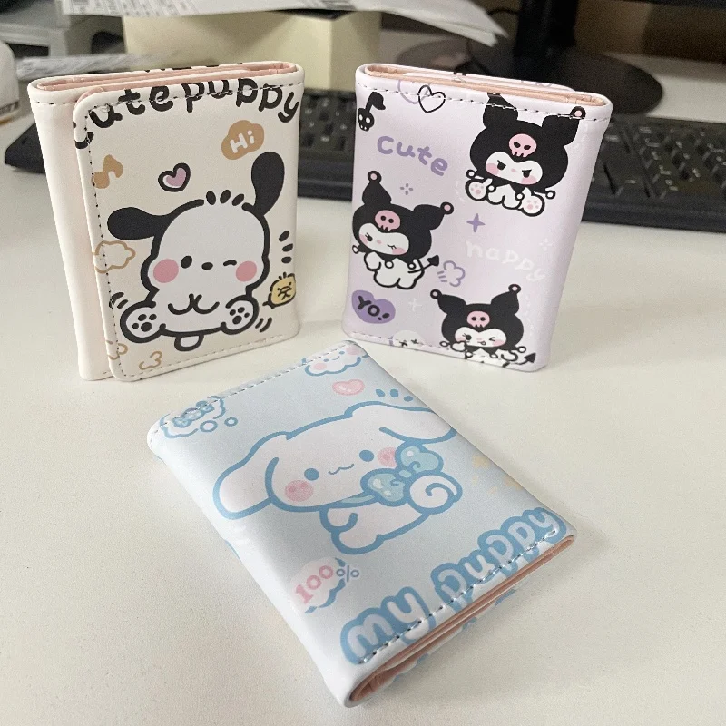 محفظة سانريو الجديدة مدمجة وسعة كبيرة ومحفظة صغيرة للعملات المعدنية على شكل رسوم كرتونية لطيفة وحقيبة قصيرة للطلاب