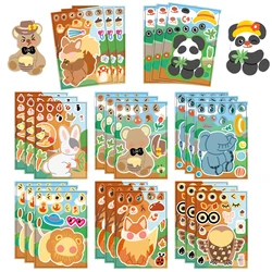 8/16/32pcs Children DIY Puzzle Sticker Forest Animal Make a Face Assemble Stickers Kids Toys Boys Girls Gifts﻿