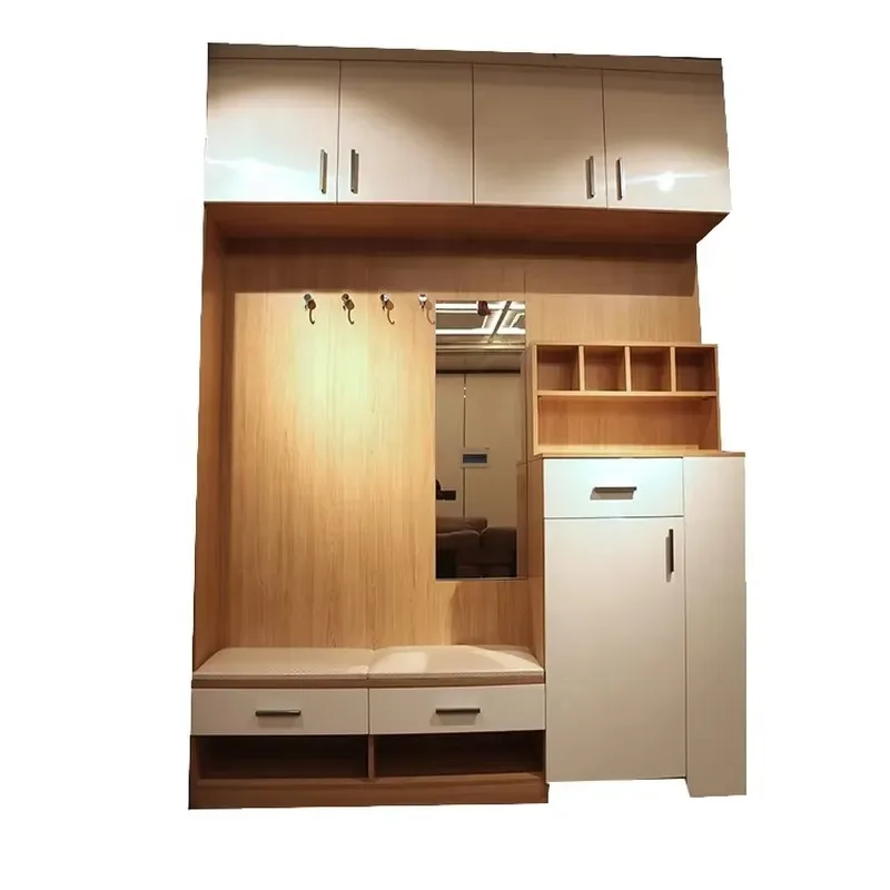 Wooden shoe rack with 2 doors Living room shoe cabinet Modern design Hot sale 3 layers Solid wood High standard 30 days