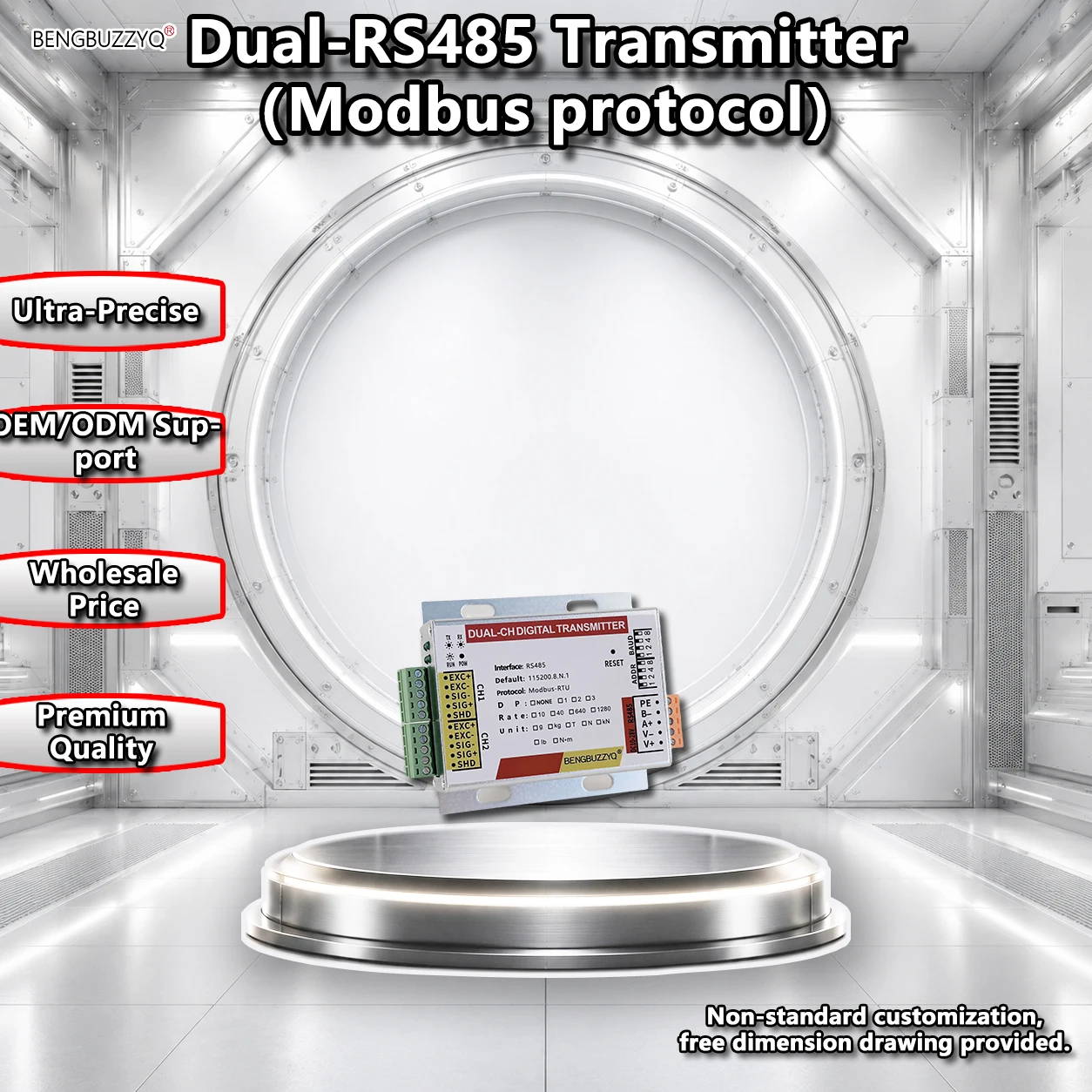 2-Channel Digital Weight Transmitter Load Cell Signal Amplifier RS485 Modbus-RTU Rail Mount Module