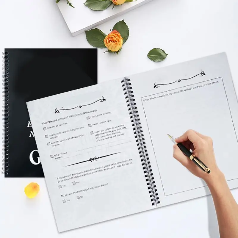Planificador de mis deseos finales cuando llego la muerte, organizador del planificador, carpeta de preparación de documentos de cuenta final para el servicio al cliente