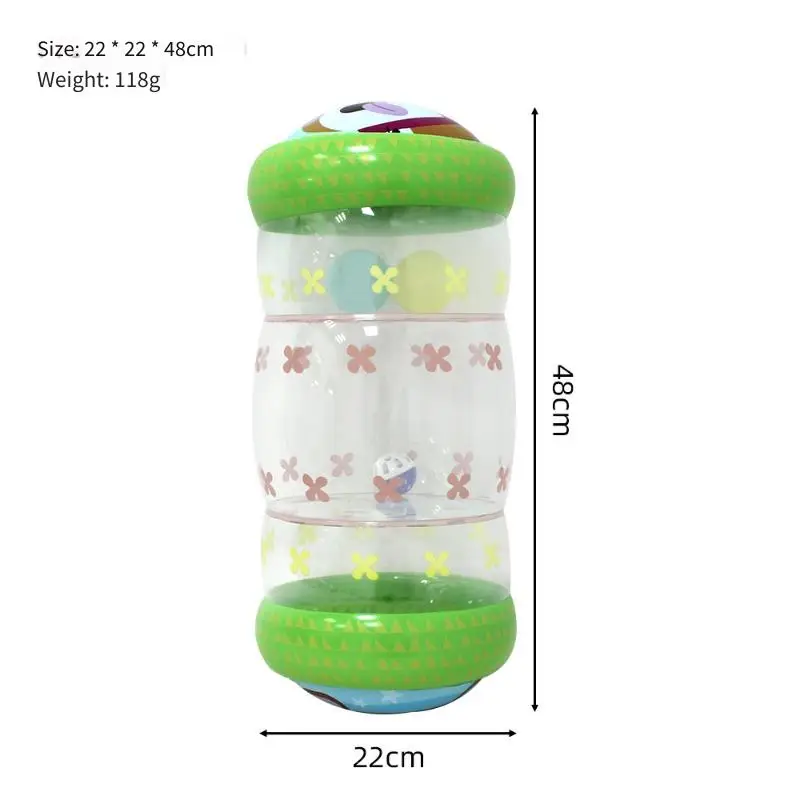 PVC Inflatable Roller Baby Crawling Toy with Rattles Rolling Play Roller Inflatable Rattle Toy for Toddlers Infant Plaything