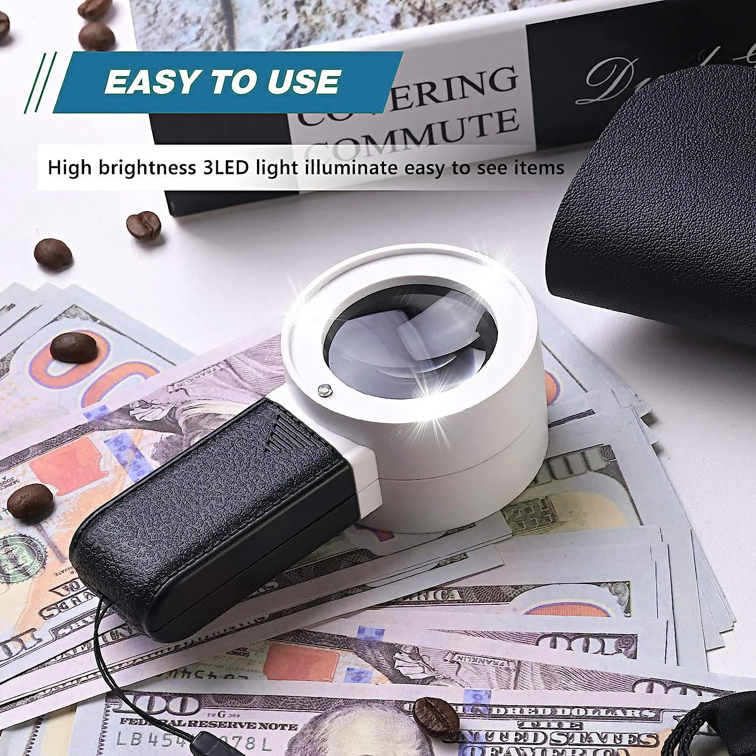 Handheld Magnifier 30 Times High Definition with LED Electronic Repair Special Magnifier Antique Stamps Identification Magnifier