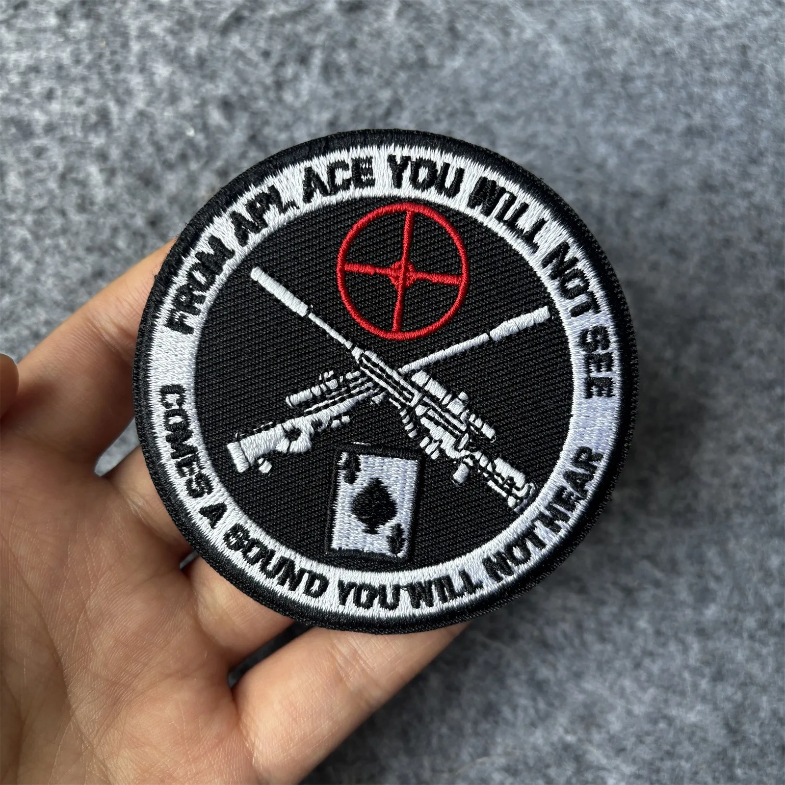Sniper Ace Card Tactical Patch Embroidered Hook & Loop Morale Badge for Backpack Vest Gear