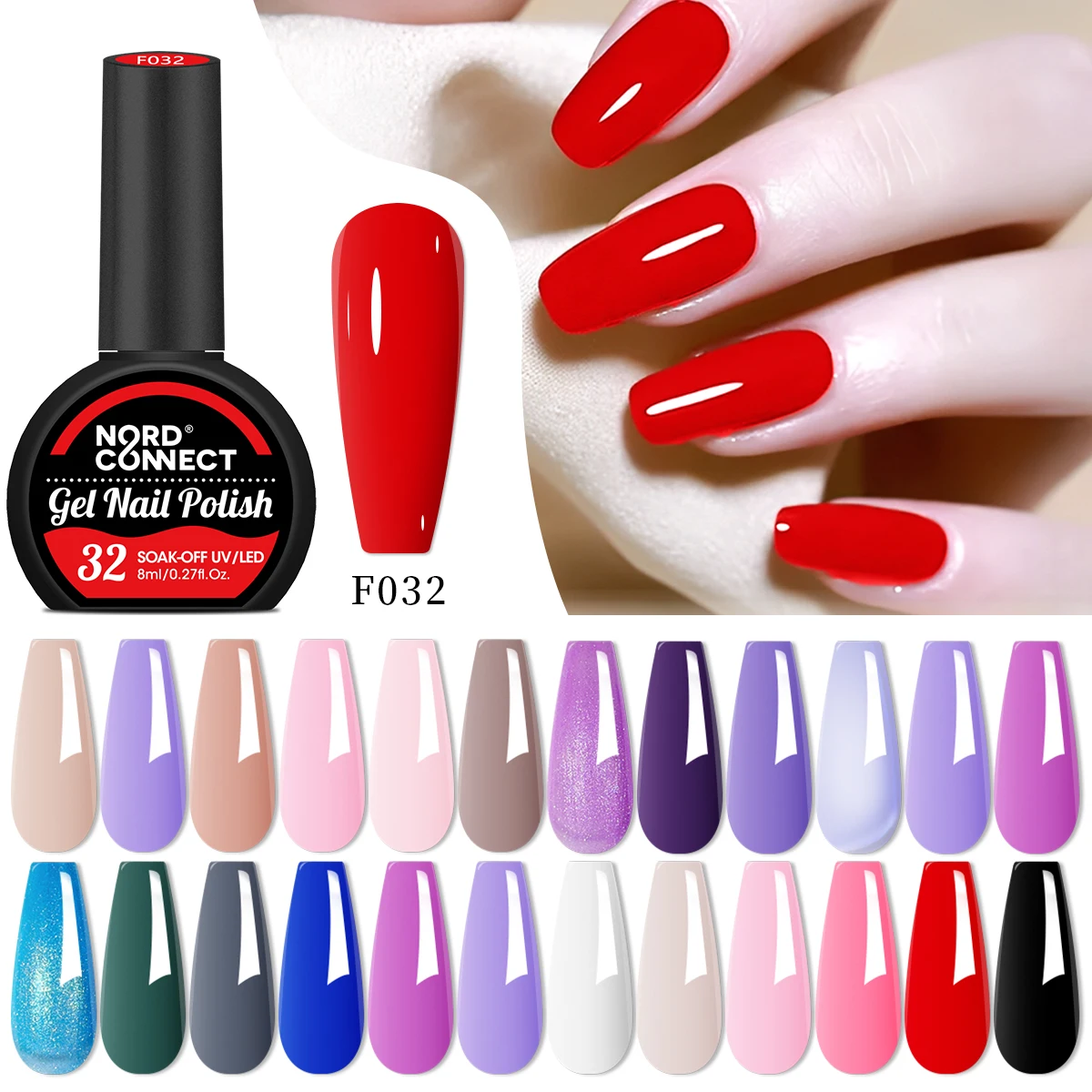 طلاء أظافر جل لامع باللون الأحمر الوردي 8 مل - طلاء أظافر لامع يدوم طويلاً وقابل للإزالة للتقليم والباديكير المذهل، لامع o #6