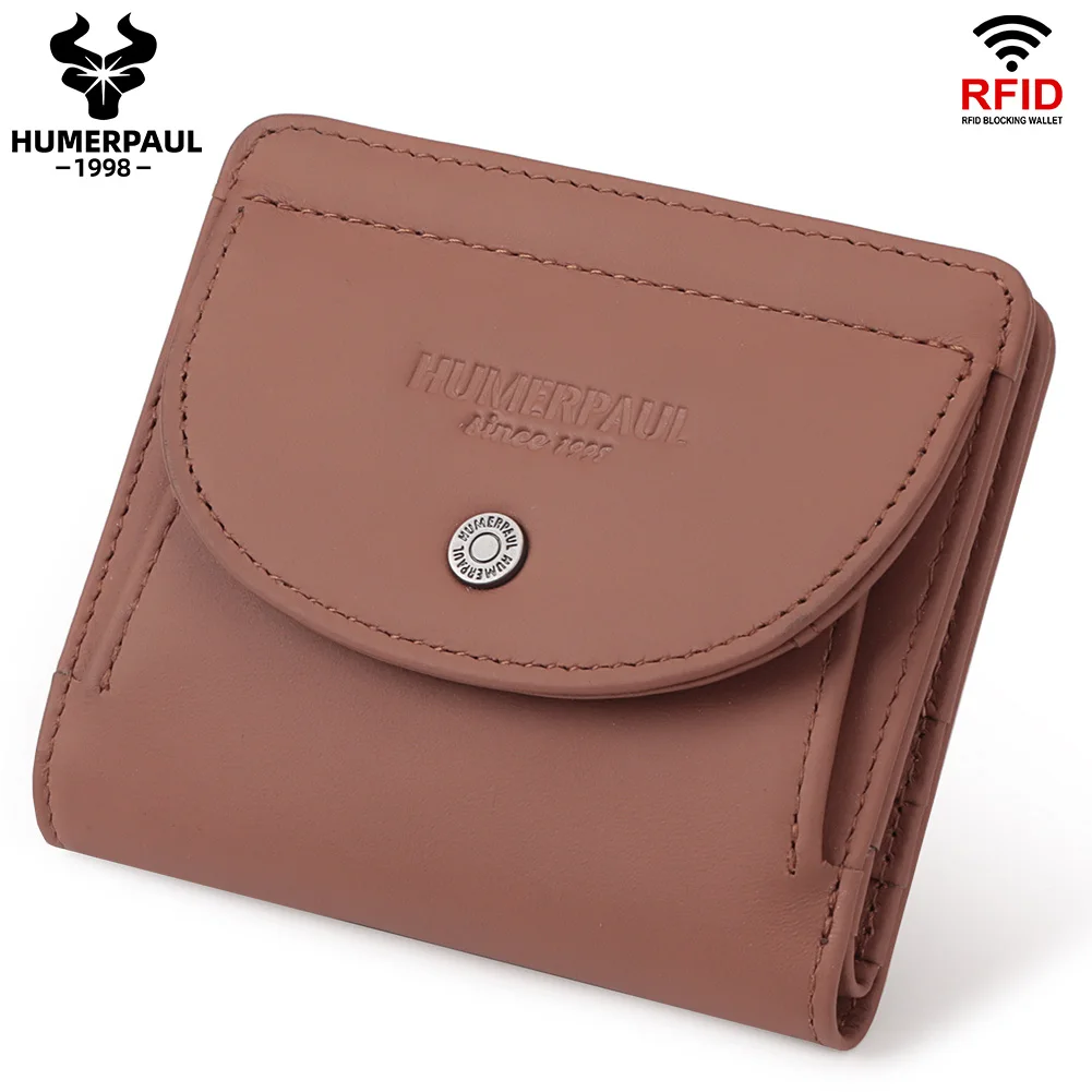 

HUMERPAUL Genuine Leather Wallets for Women Fashion Small Coin Purse with RFID Card Slots Female Mini Money Clip