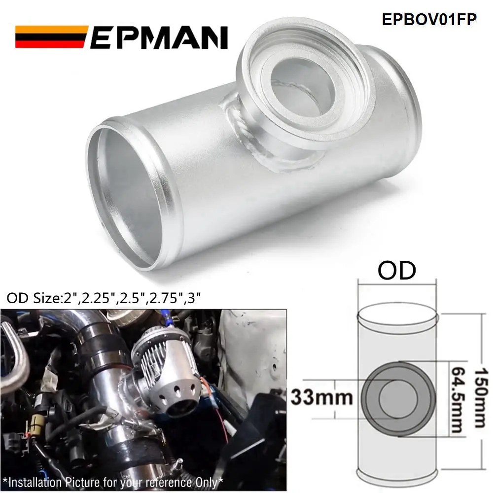EPMAN uniwersalny 2", 2,25", 2,5", 2,75", 3" Turbo aluminiowa rura z kołnierzem SSQV SQV BOV zawór wydmuchowy EPBOV01FP — zdjęcie 3