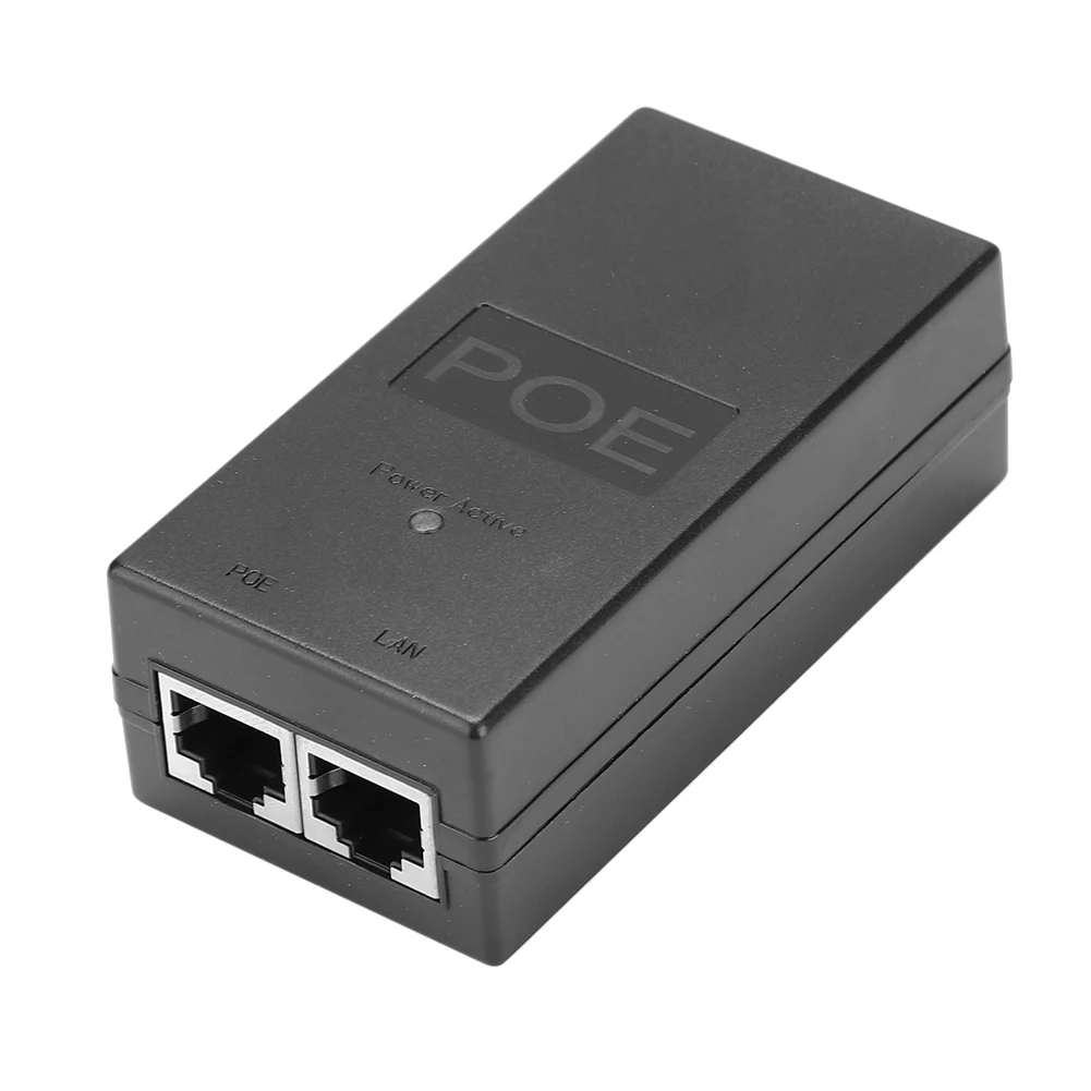 Desktop POE Injector 10/100Mbps Power Supply Output 24V 0.5A Input 100V-240V with Power Cable for CCTV Camera