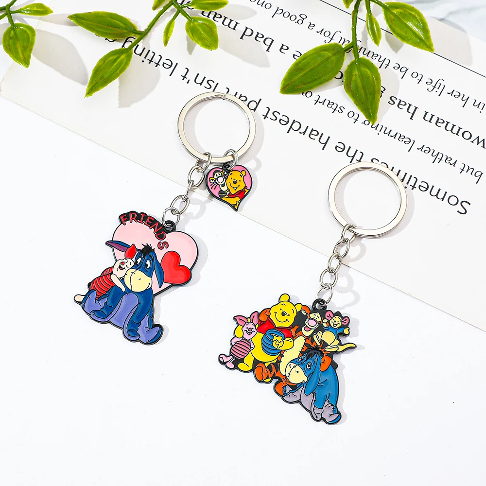 Disney Anime Pooh Bear Keychain Cute Cartoon Figure Winnie the Pooh keychain Girls Birthday Party Gift