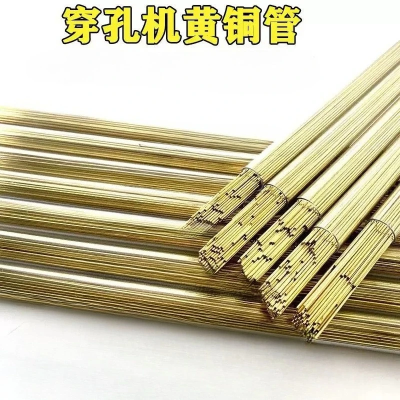 100Pcs Single‑Hole Brass Copper Electrode Tubes, Hollow Tubing Consumables for EDM Small Hole Drilling Perforator Machine