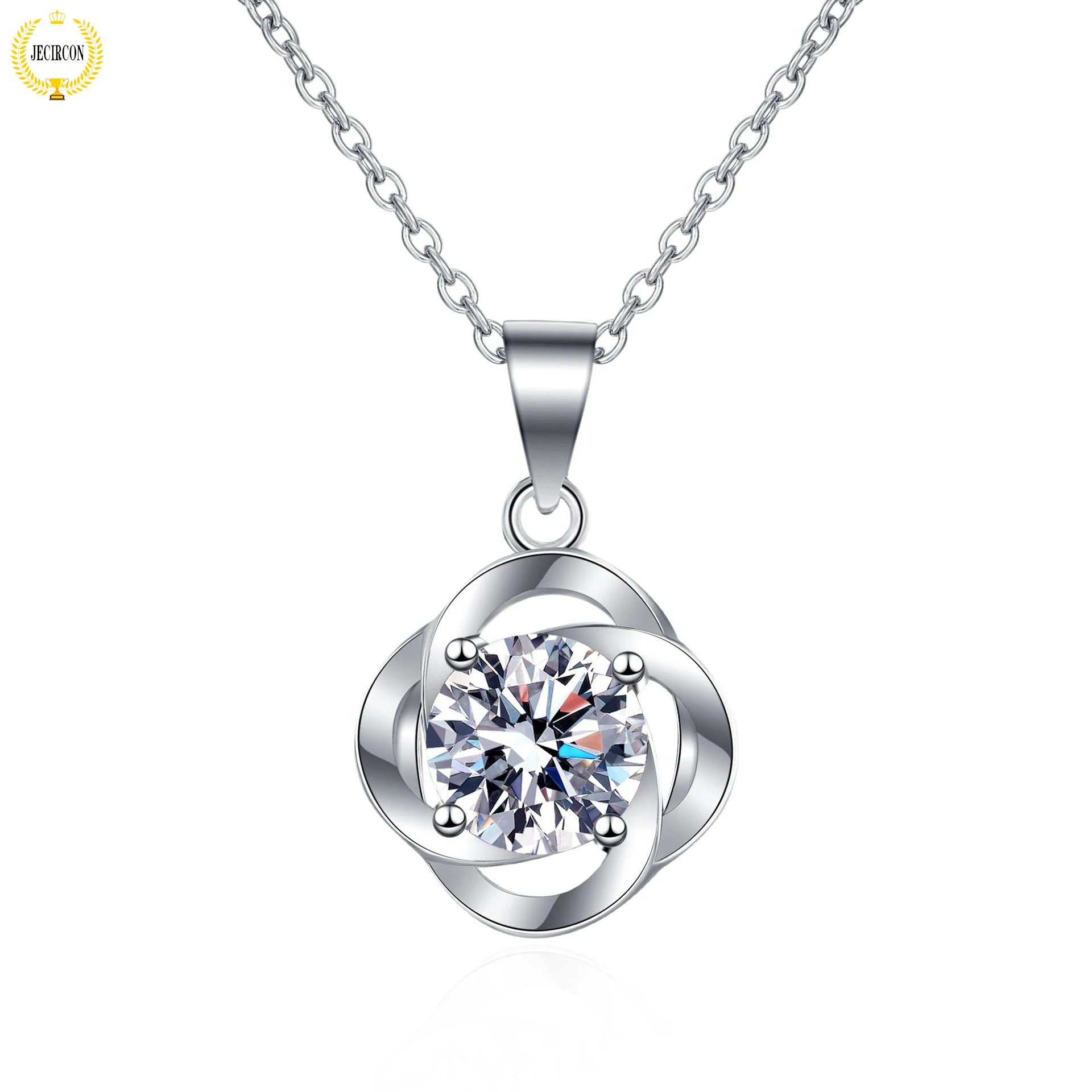 

JECIRCON 1ct D Color Moissanite Necklace for Women Korean INS Fashion 4-claw Whirlwind Pendant 100% 925 Sterling Silver Jewelry