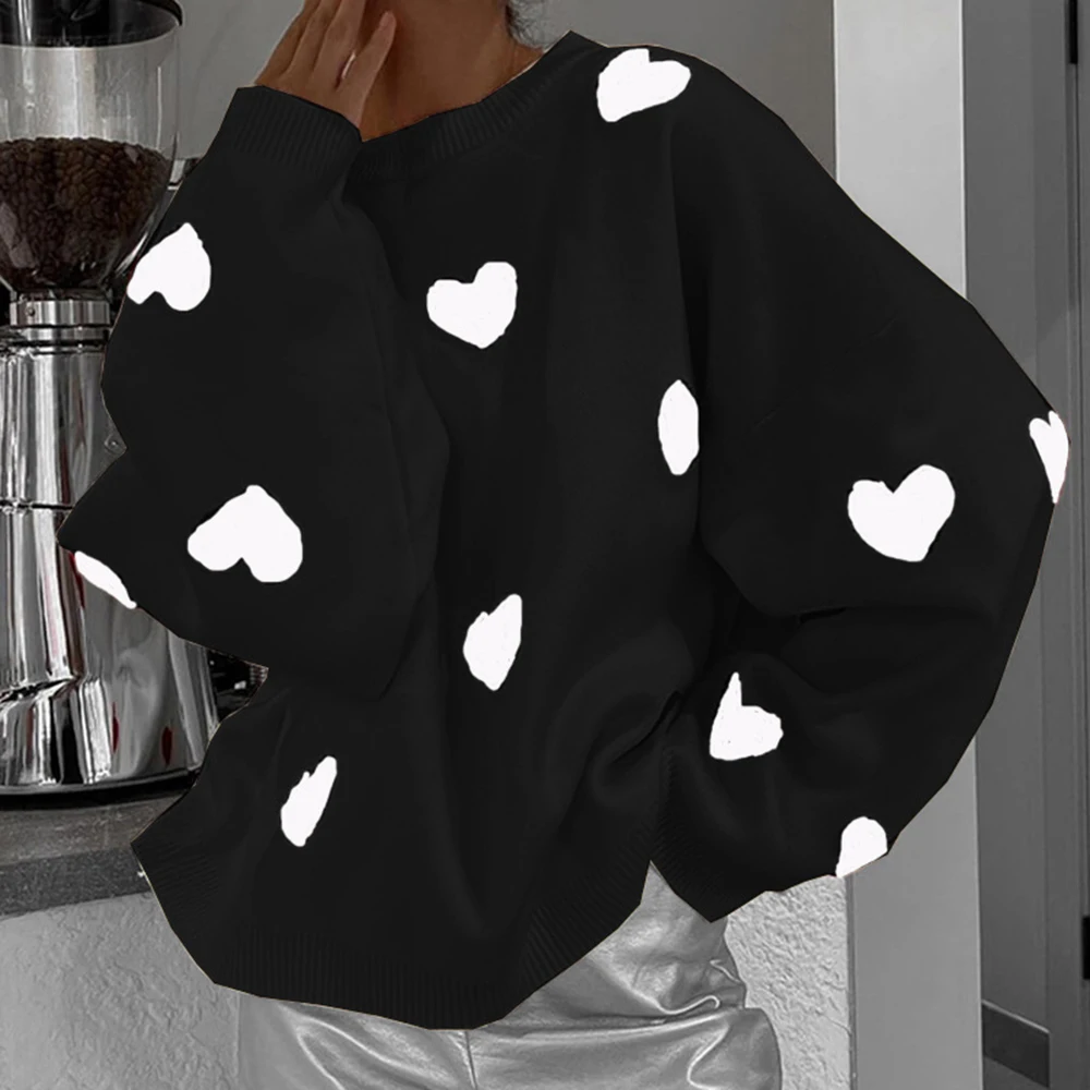 

Женский вязаный пуловер с круглым вырезом и длинными рукавами, свободный крой, осенне-зимний модный топ в европейском и американском стиле