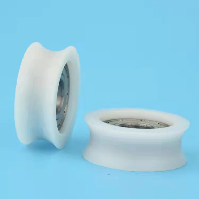 U-الأخدود النايلون بكرة مستديرة الكرة تحمل عجلات تستخدم ل نافذة الباب دش بكرة درج انزلاق الباب قطر 23-43 مللي متر