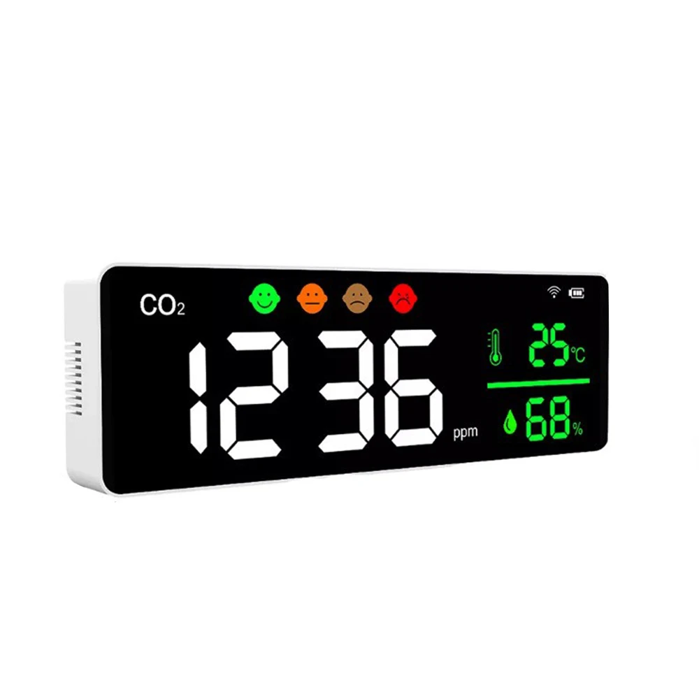 

Интеллектуальный детектор CO2, внутренняя связь, автоматическое управление, профессиональный датчик температуры и влажности, три в одном
