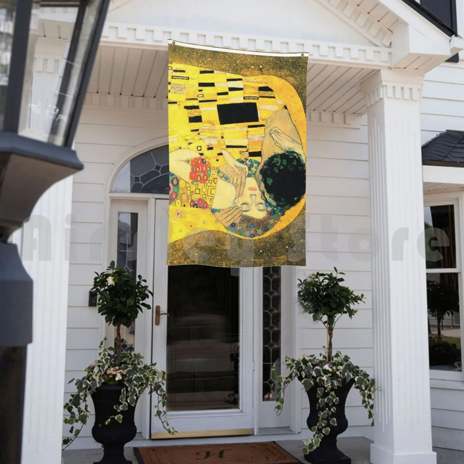 The Kiss Closeup-Gustav Klimt Flag Car Flag مضحك قبلة كليمت غوستاف كليمت رومانسي تقبيل #4